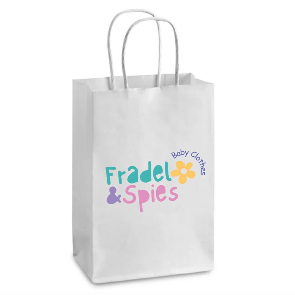 Custom Print 14 x 8 x 20 cm Small White Paper Bags With Twisted Handles - Ruby image 0