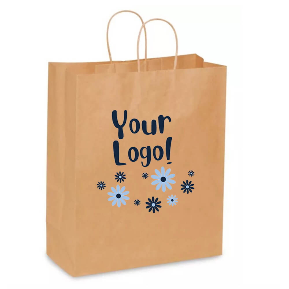 Custom Print 33 x 15 x 40 cm Brown Paper Shopping Bags With Twisted Handles - Rover image 1