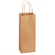 14 x 8 x 33 cm Brown Paper Bags With Twisted Handles - Single Wine - 100 Pack image 0