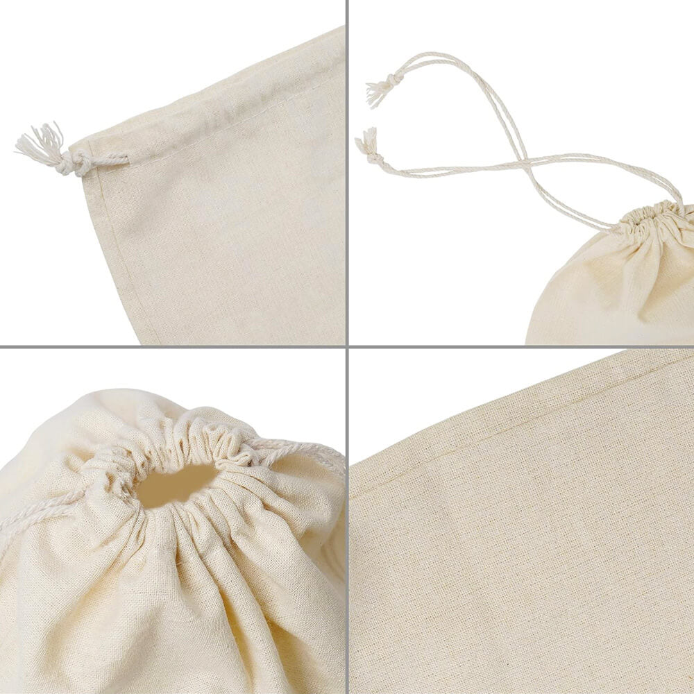 5oz Medium Calico Drawstring Bags - 25 x 35 cm - Natural Cotton image 3