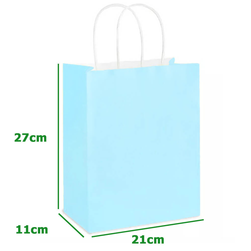 21 x 11 x 27 cm Light Blue Paper Gift Bags With Twisted Handles image 1