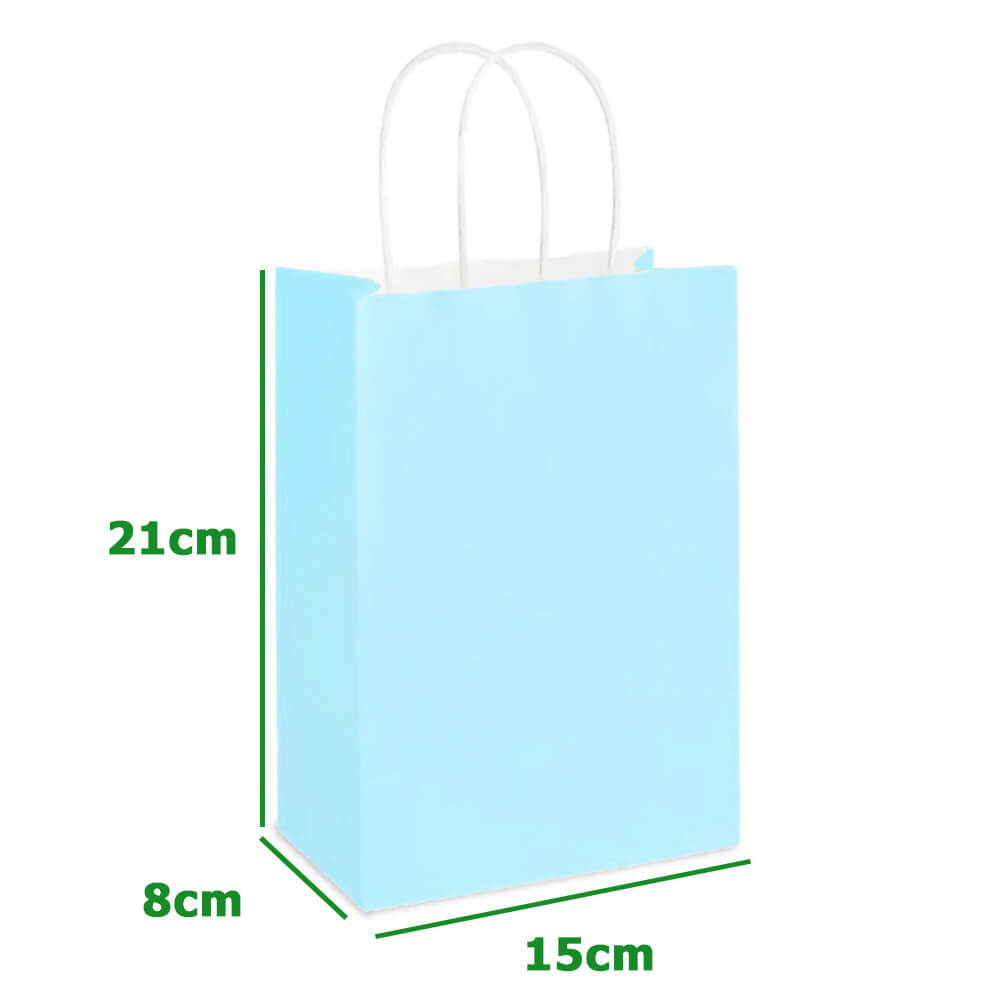 15 x 8 x 21 cm Light Blue Paper Gift Bags With Twisted Handles image 1