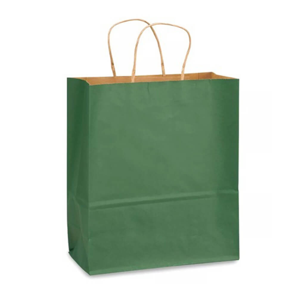 28 x 15 x 28 cm Large Green Kraft Paper Bag With Twisted Handles image 0