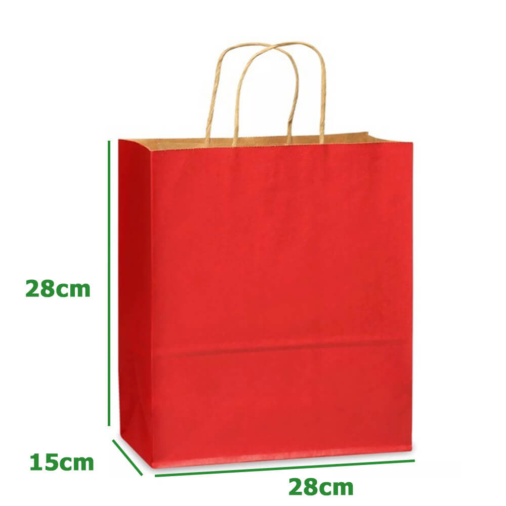 28 x 15 x 28 cm Large Red Kraft Paper Bag With Twisted Handles image 1