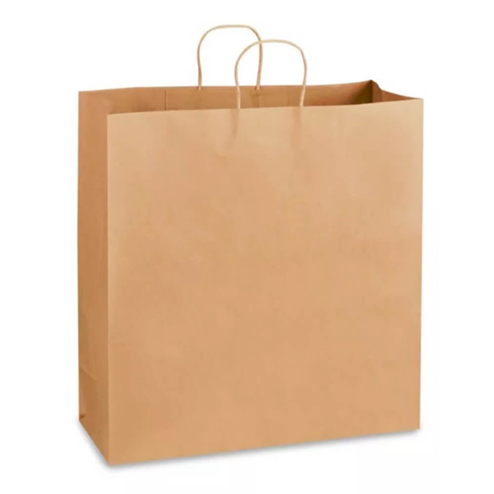 46 x 18 x 48 cm Kraft Paper Shopping Bags With Twisted Handles - Jumbo - 100 Pack image 0