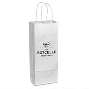 Custom Print Single Wine Bottle White Paper Bags With Twisted Handles image 0