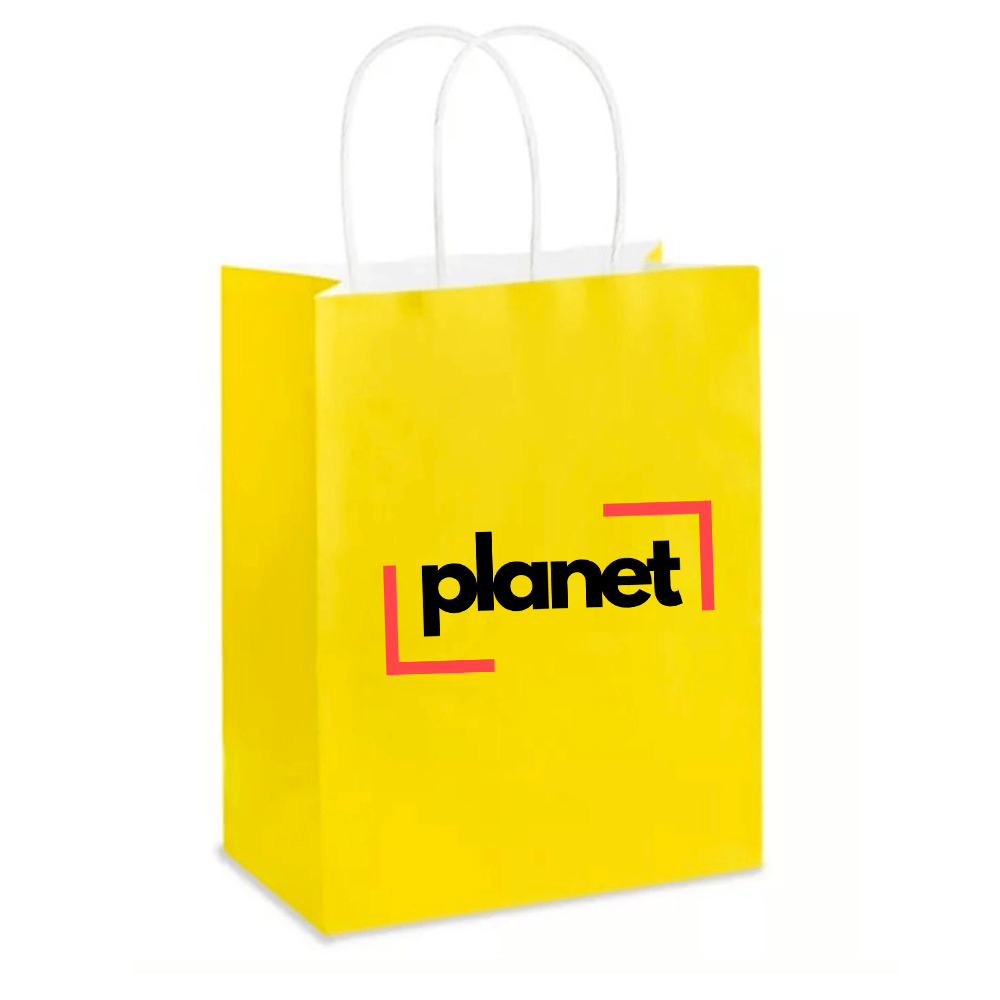 Custom Printed Yellow Paper Bags With Twisted Handles image 0