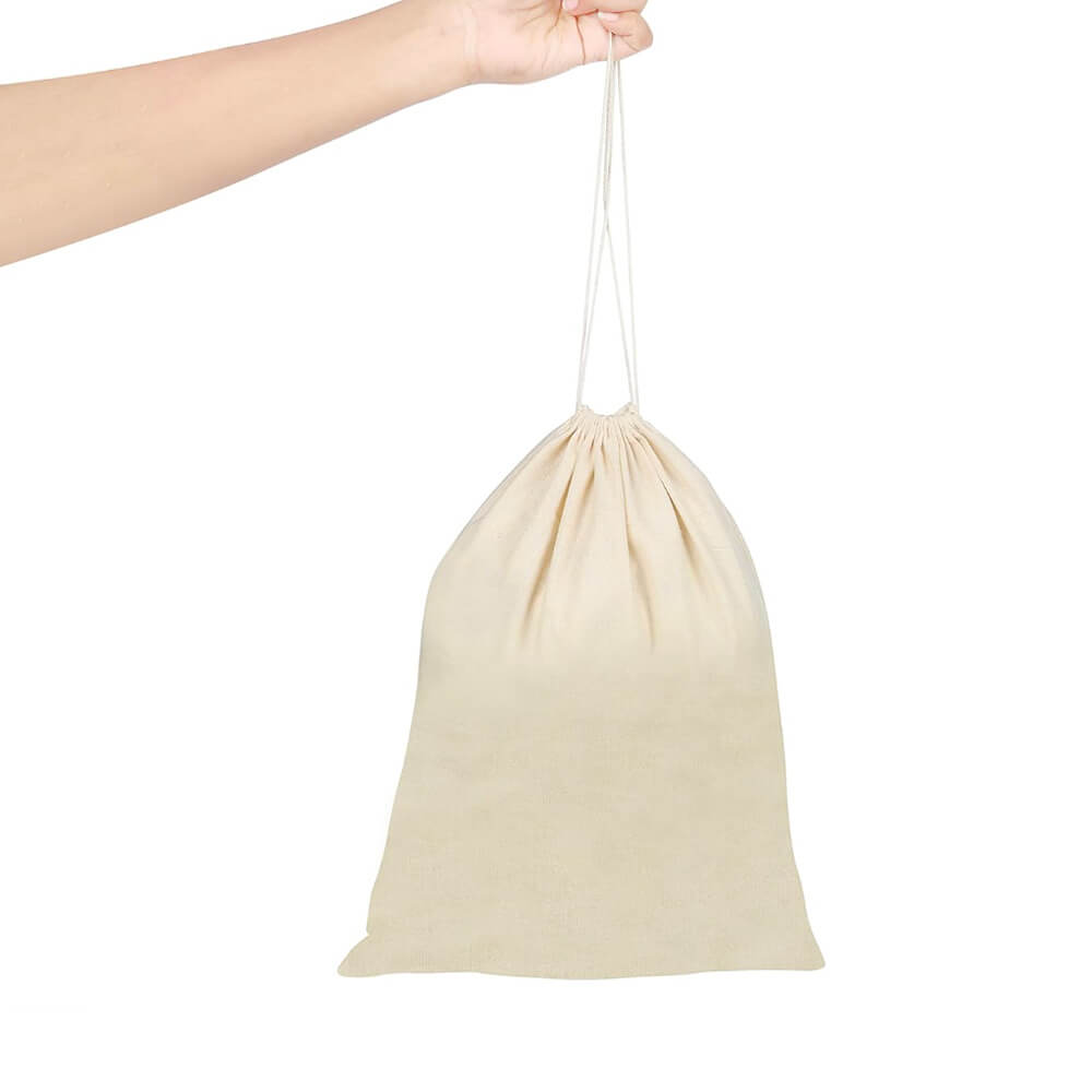 5oz Medium Calico Drawstring Bags - 25 x 35 cm - Natural Cotton image 2
