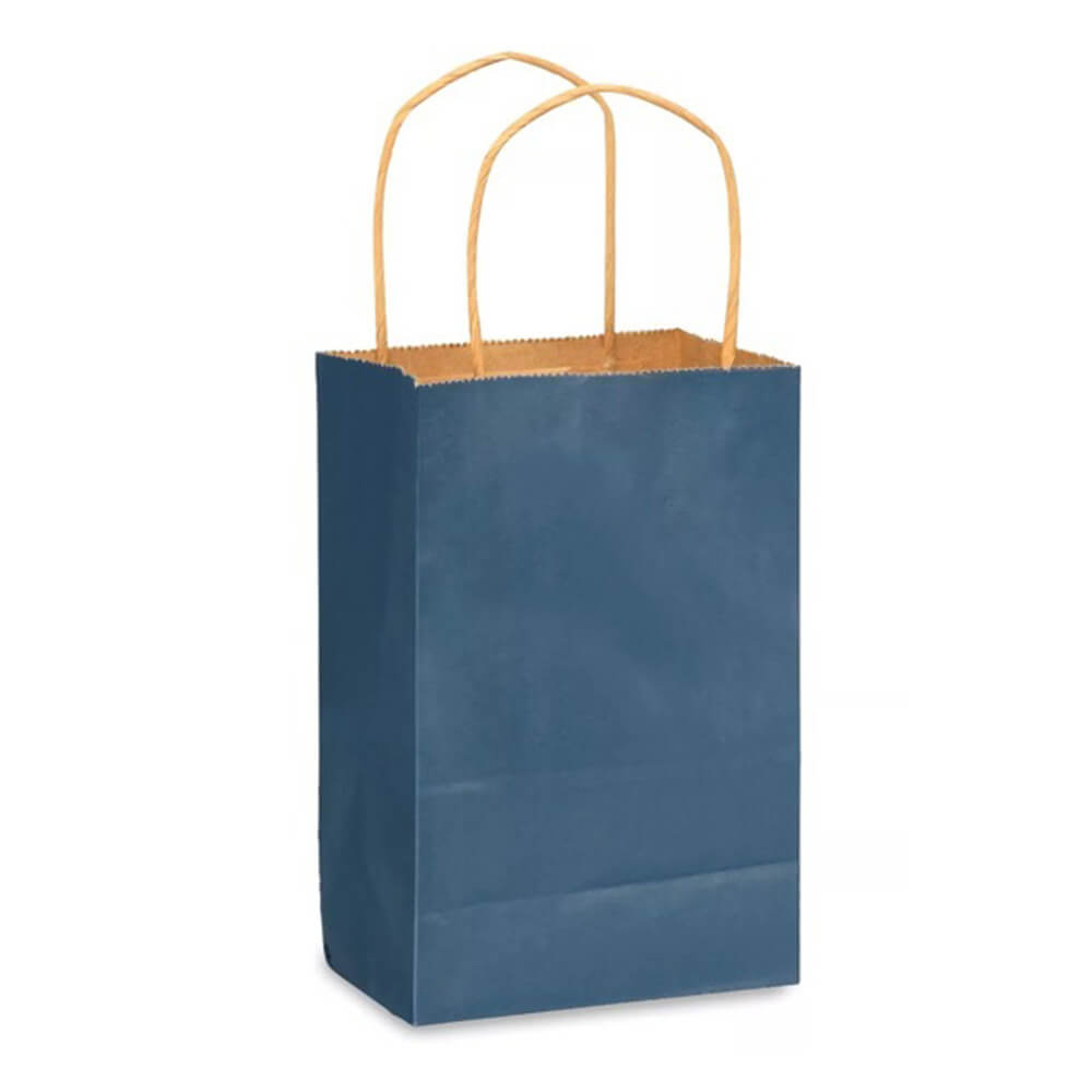 15 x 8 x 21 cm Blue Kraft Paper Bag With Twisted Handles image 0