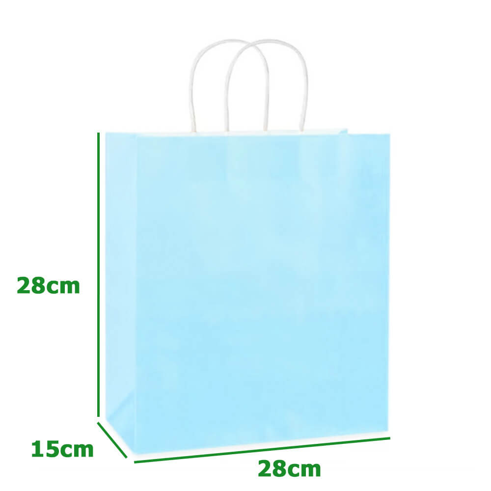 28 x 15 x 28 cm Large Light Blue Paper Gift Bags With Twisted Handles image 1