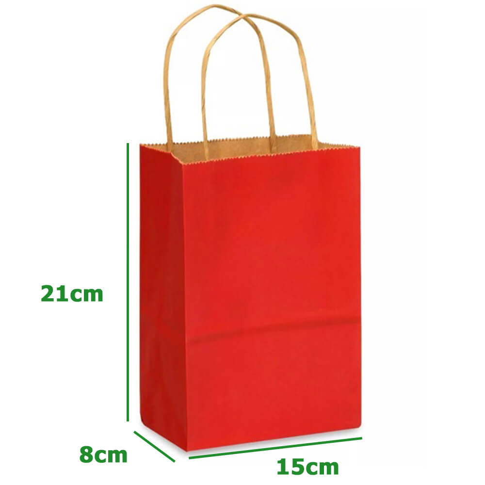 15 x 8 x 21 cm Red Kraft Paper Bag With Twisted Handles image 1