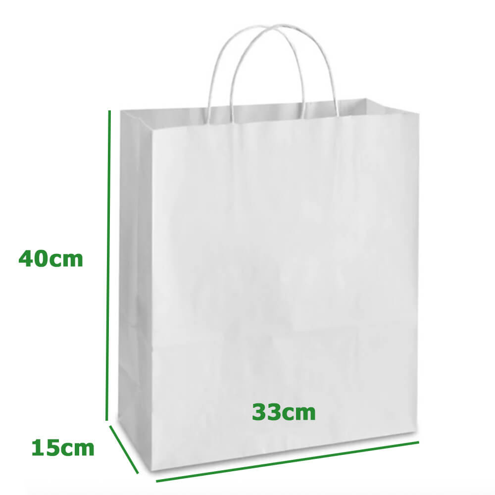Custom Print 33 x 15 x 40 cm White Paper Shopping Bags With Twisted Handles - Rover image 3