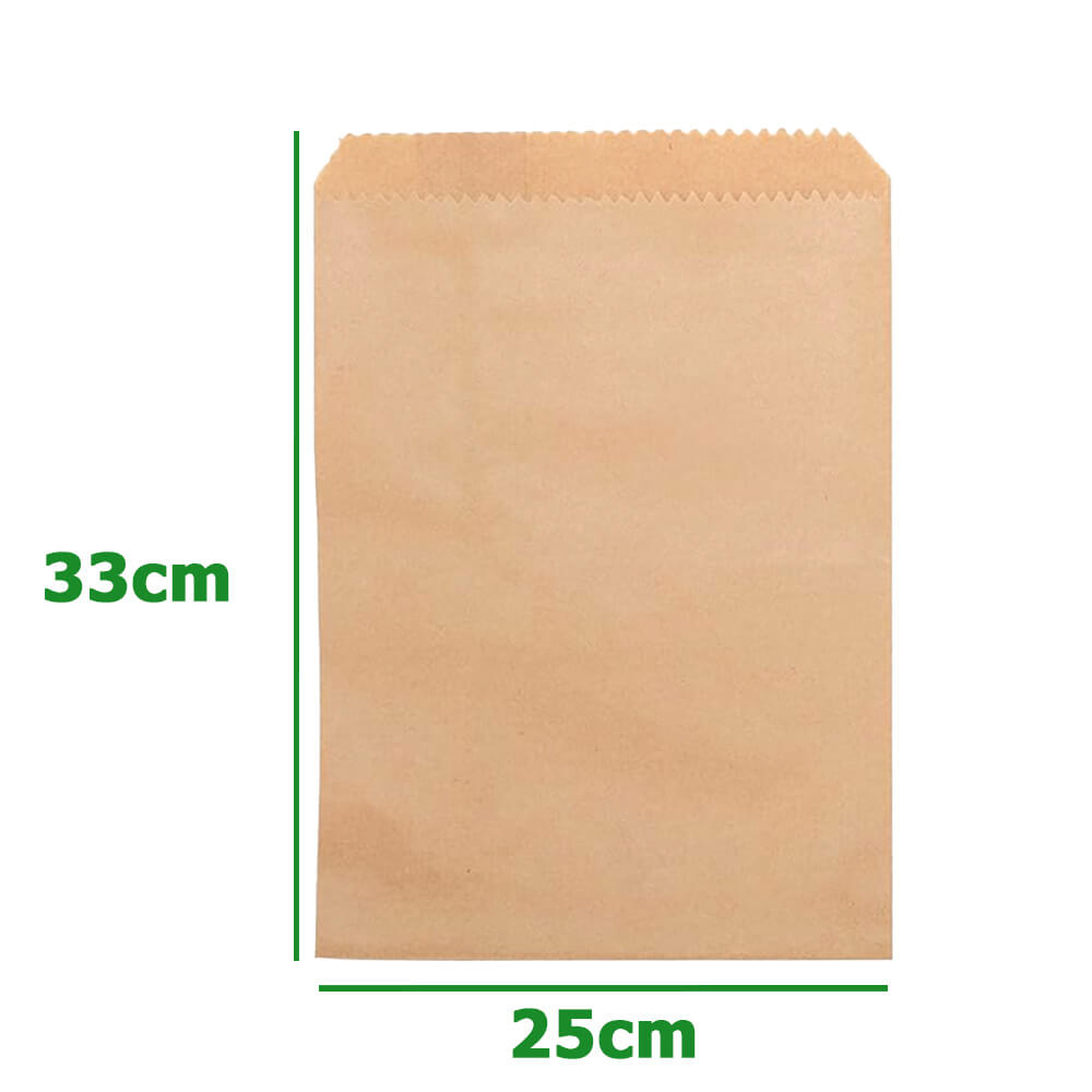 25 x 33 cm Flat Brown Paper Bags  - Medium - 500 Pack image 0