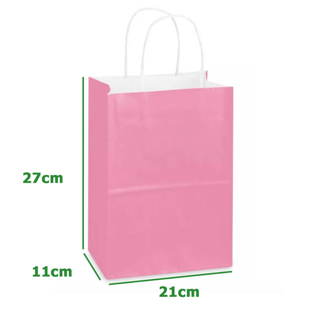 21 x 11 x 27 cm Pink Paper Bag With Twisted Handles image 1