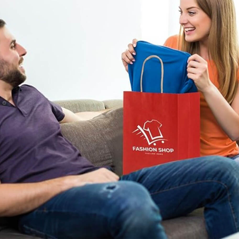 21 x 11 x 27 cm Red Kraft Paper Bag With Twisted Handles image 3