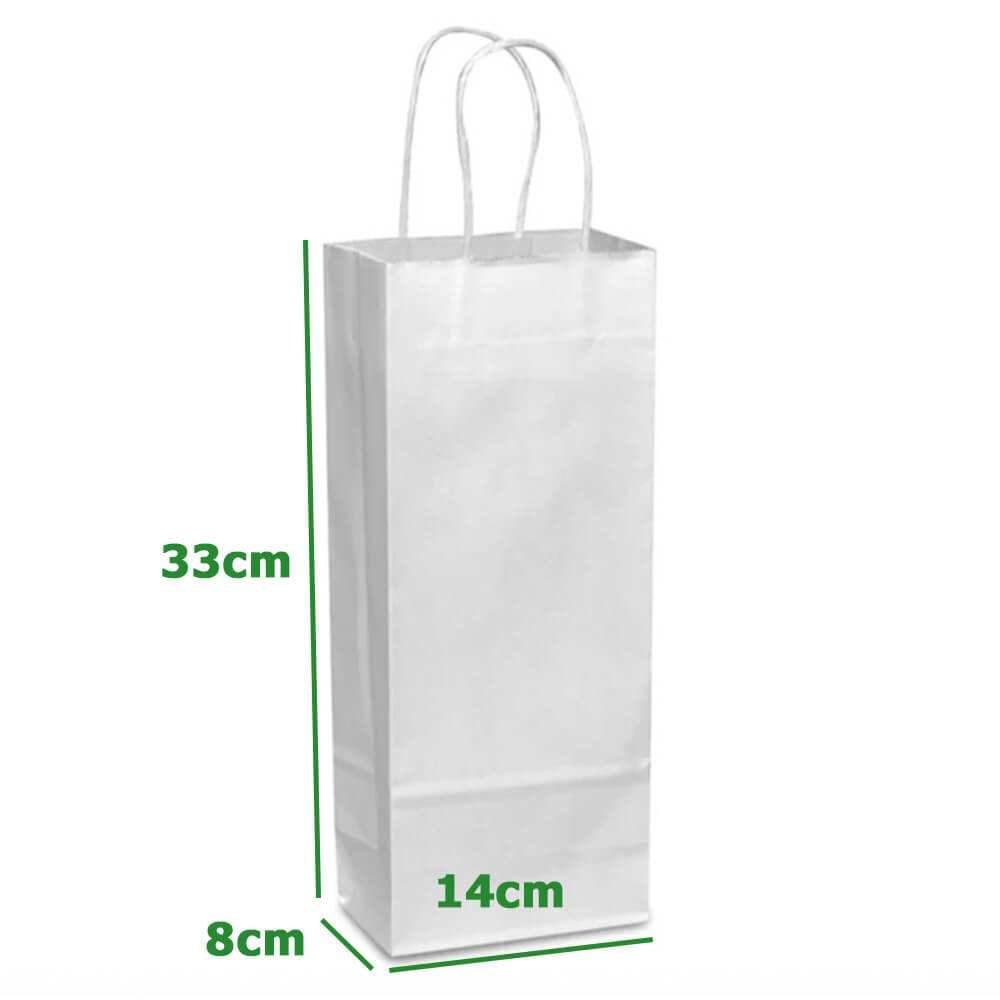 Custom Print Single Wine Bottle White Paper Bags With Twisted Handles image 3