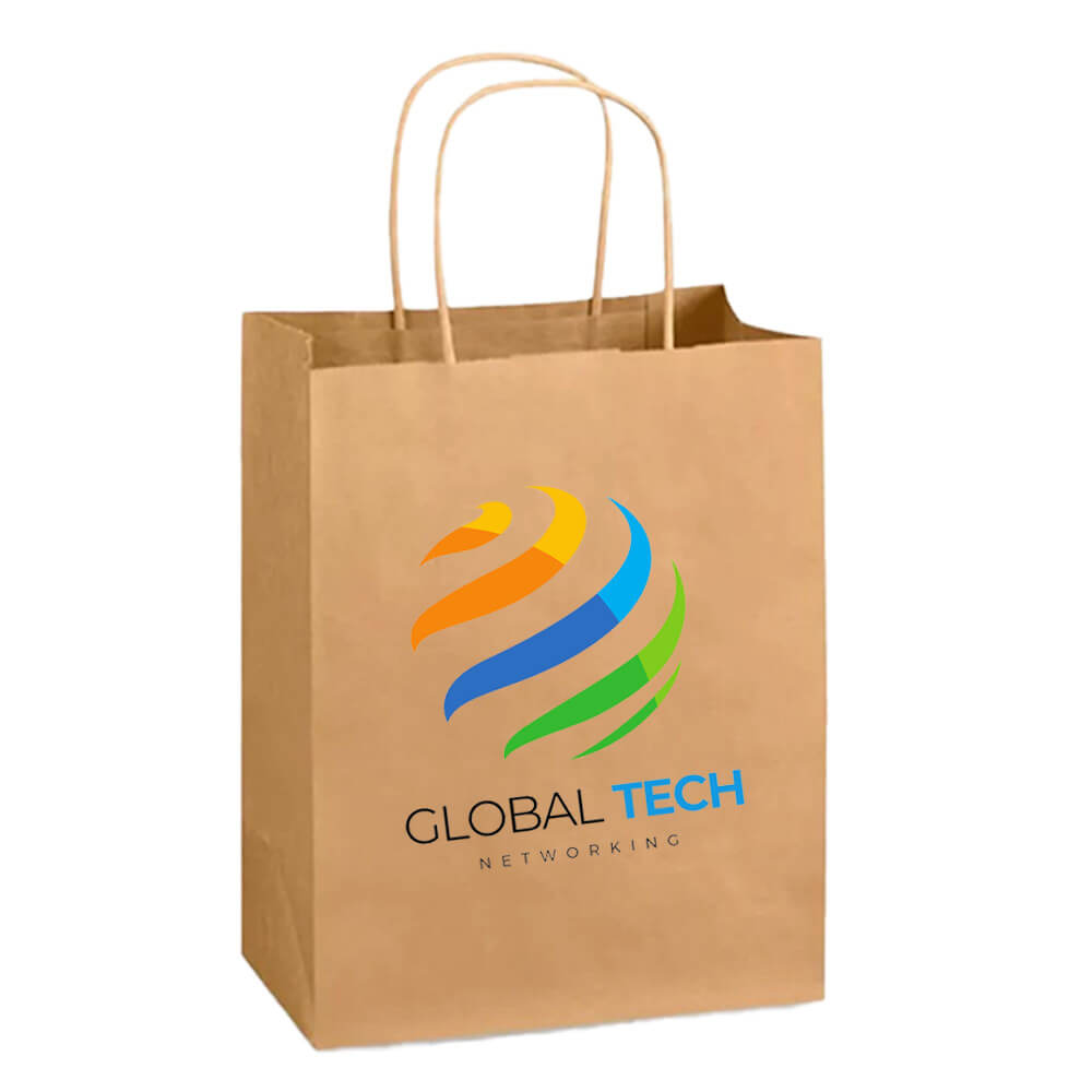 Custom Print 20 x 10 x 26 cm Brown Paper Bags With Twisted Handles - Spring image 2