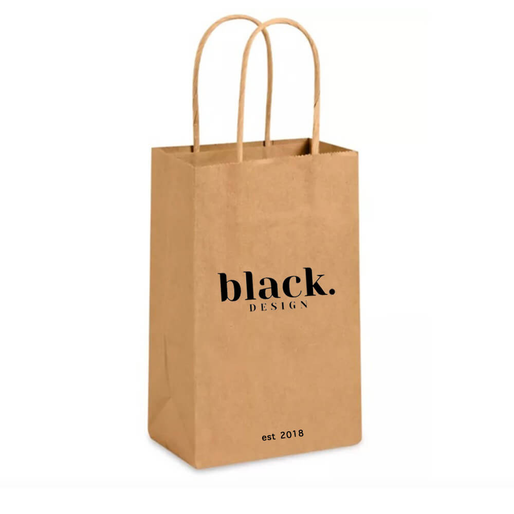 Custom Print 14 x 8 x 20 cm Small Brown Paper Bags With Twisted Handles - Ruby image 1