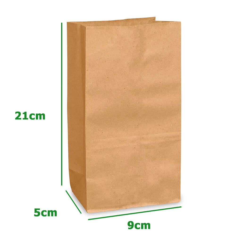 9 x 5 x 21 cm Brown Paper Lunch Bags  - Extra Small - 500 Pack image 1