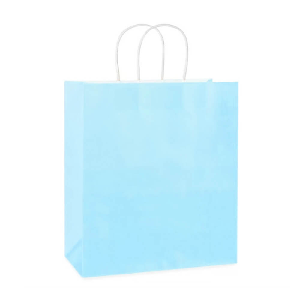 28 x 15 x 28 cm Large Light Blue Paper Gift Bags With Twisted Handles image 0
