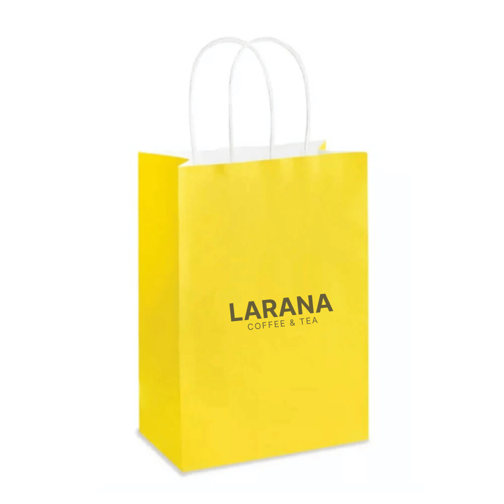 Custom Printed Yellow Paper Bags With Twisted Handles