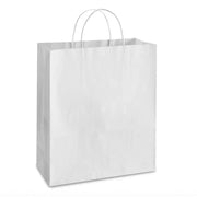 33 x 15 x 40 cm White Paper Shopping Bags With Twisted Handles - Rover - 100 Pack image 0