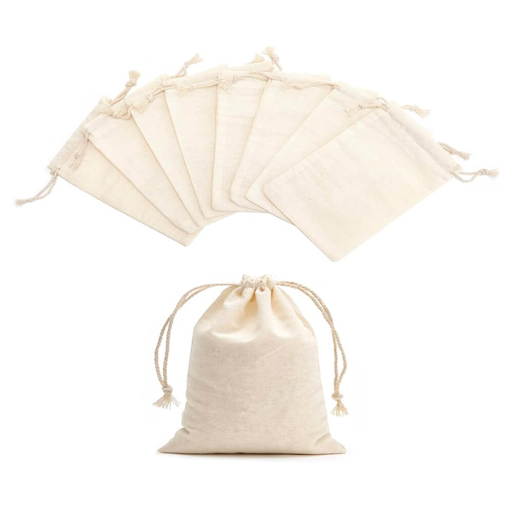 5oz Mini Calico Drawstring Bags - 8 x 11 cm - Natural Cotton image 0
