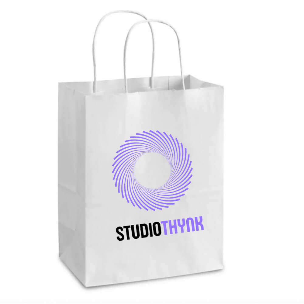 Custom Print 20 x 10 x 26 cm White Paper Bags With Twisted Handles - Spring image 1