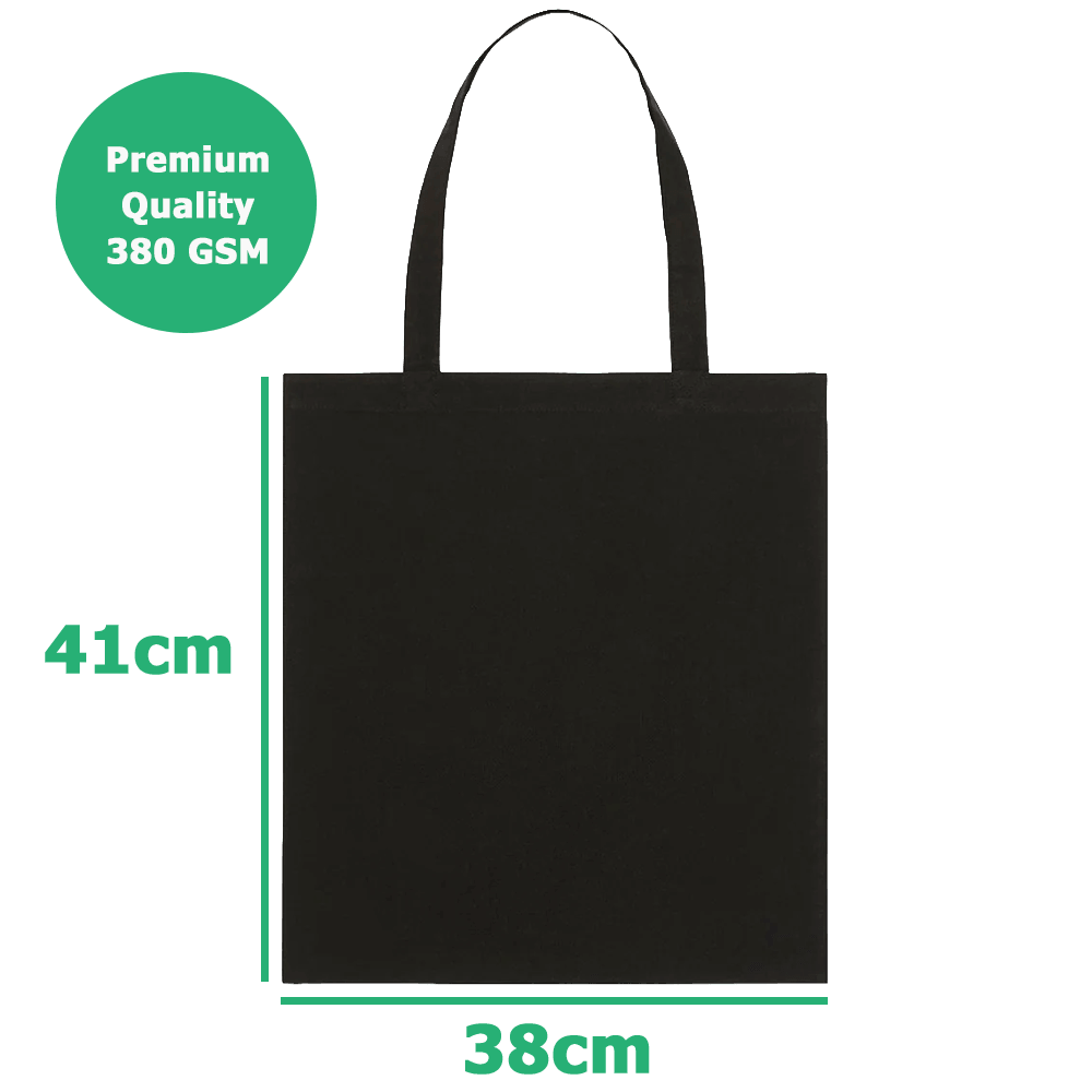 10oz Premium Large Black Calico Tote Bags - 38 x 41 cm