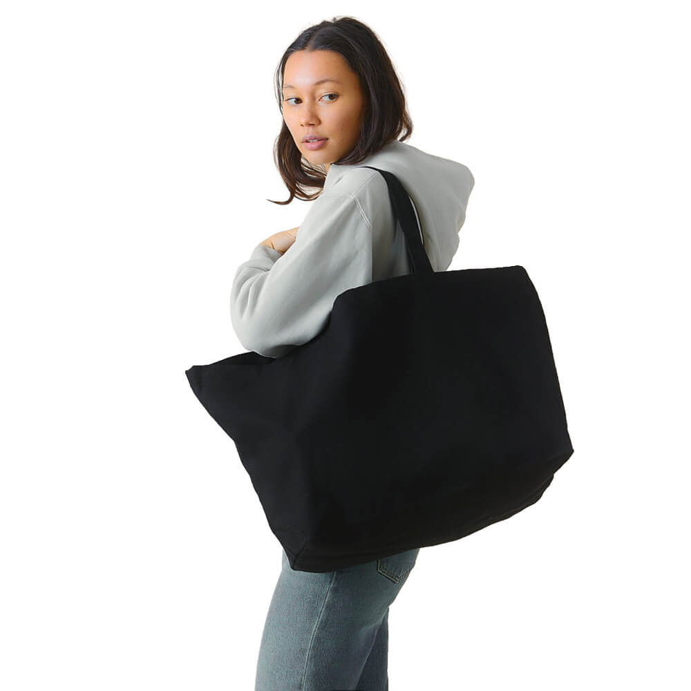 Oversized Black Tote Bags With Bottom Gusset - 68 x 20 x 37 cm - 100% Natural Cotton