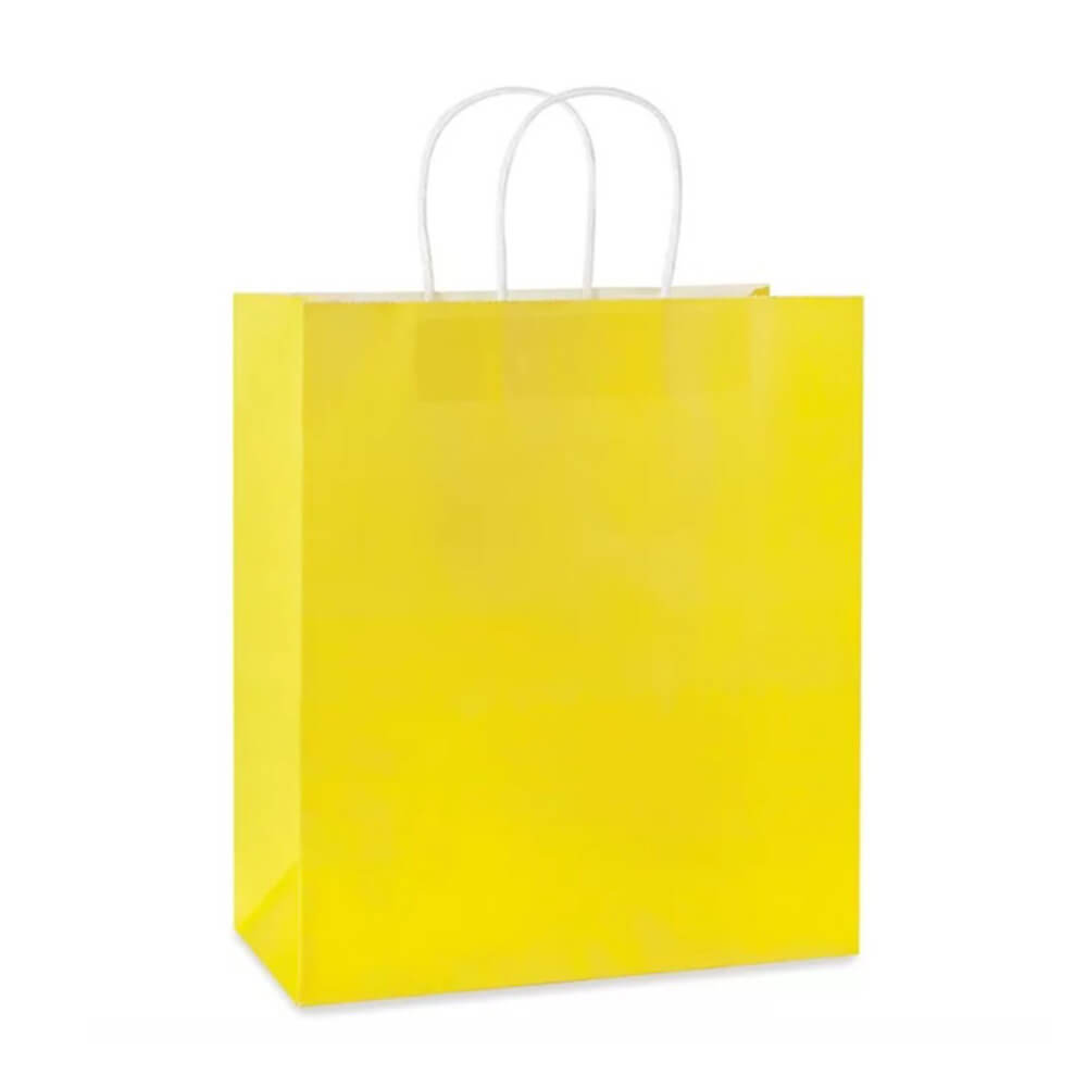 28 x 15 x 28 cm Deluxe Large Yellow Paper Bags With Twisted Handles image 0