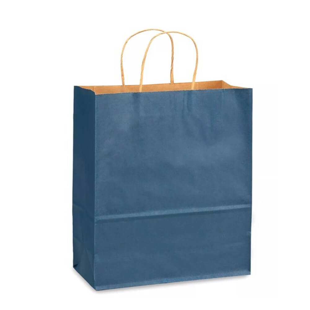 28 x 15 x 28 cm Large Blue Kraft Paper Bag With Twisted Handles image 0