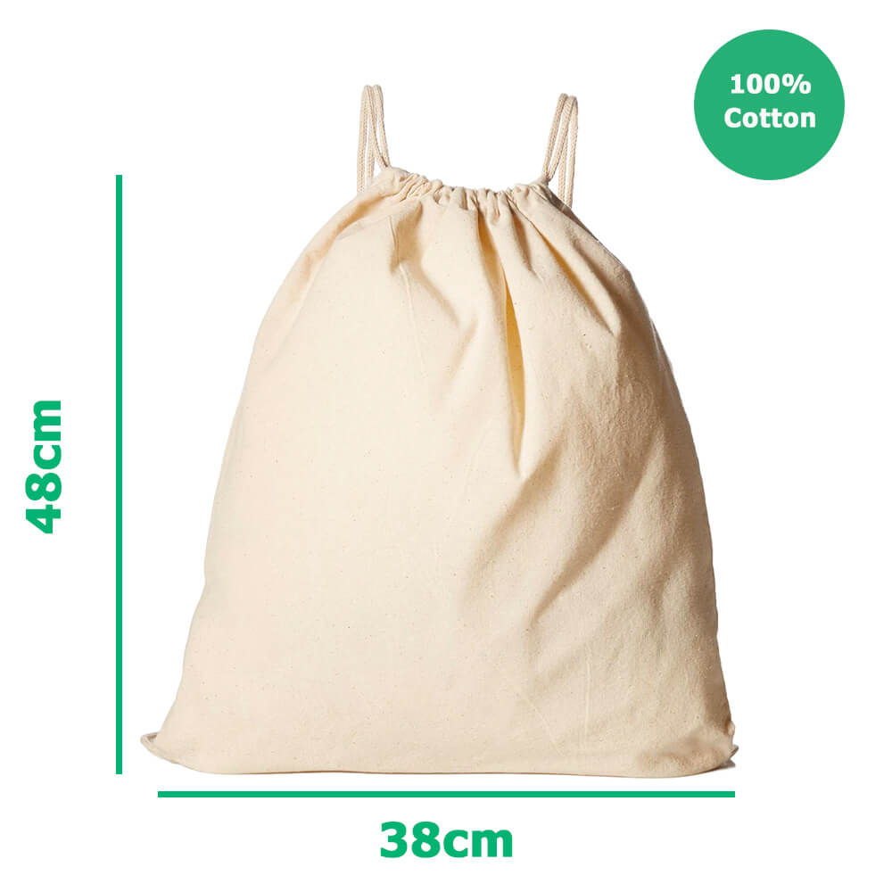 Cotton Canvas Drawstring Backpack Bags - 38 x 48 cm - 100% Cotton