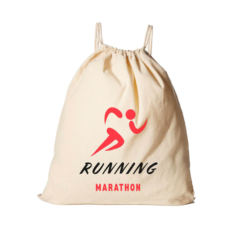 Custom Printed Cotton Canvas Drawstring Backpack Bags - 38 x 48 cm - 100% Cotton