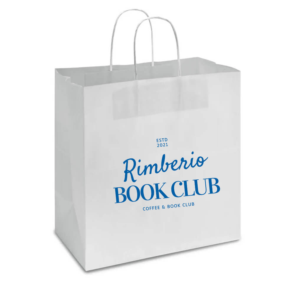 Custom Print 33 x 18 x 33 cm Medium White Paper Takeaway Bags With Twisted Handles - Star