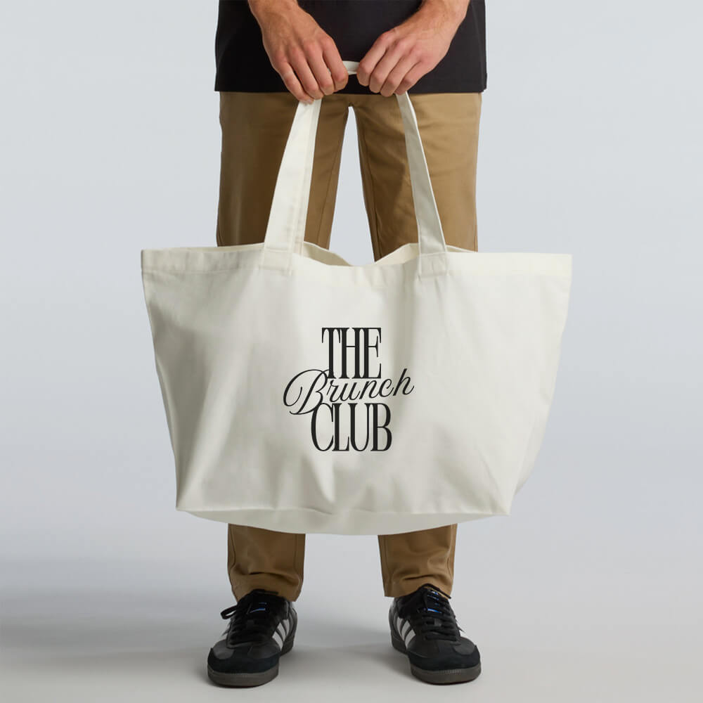 Custom Printed Oversized Tote Bags With Bottom Gusset - 68 x 20 x 37 cm - 100% Natural Cotton