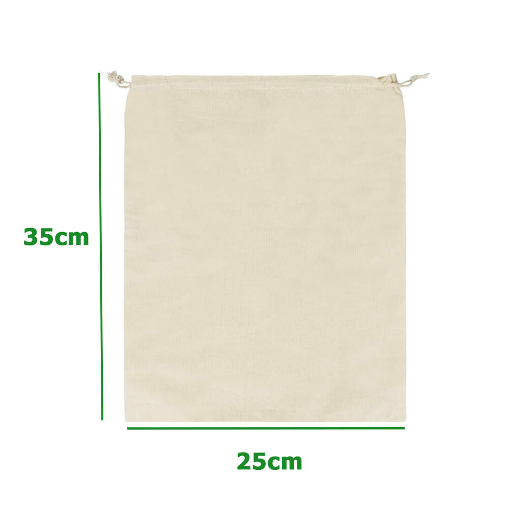 5oz Medium Calico Drawstring Bags - 25 x 35 cm - Natural Cotton image 1