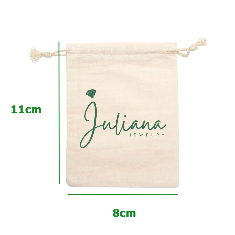 Custom Printed Mini Calico Drawstring Bags - 8 x 11 cm - 5oz - Natural Cotton image 1