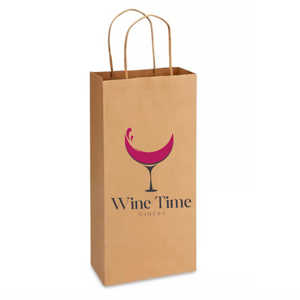 Custom Print Double Wine Bottle Paper Bags With Twisted Handles image 0