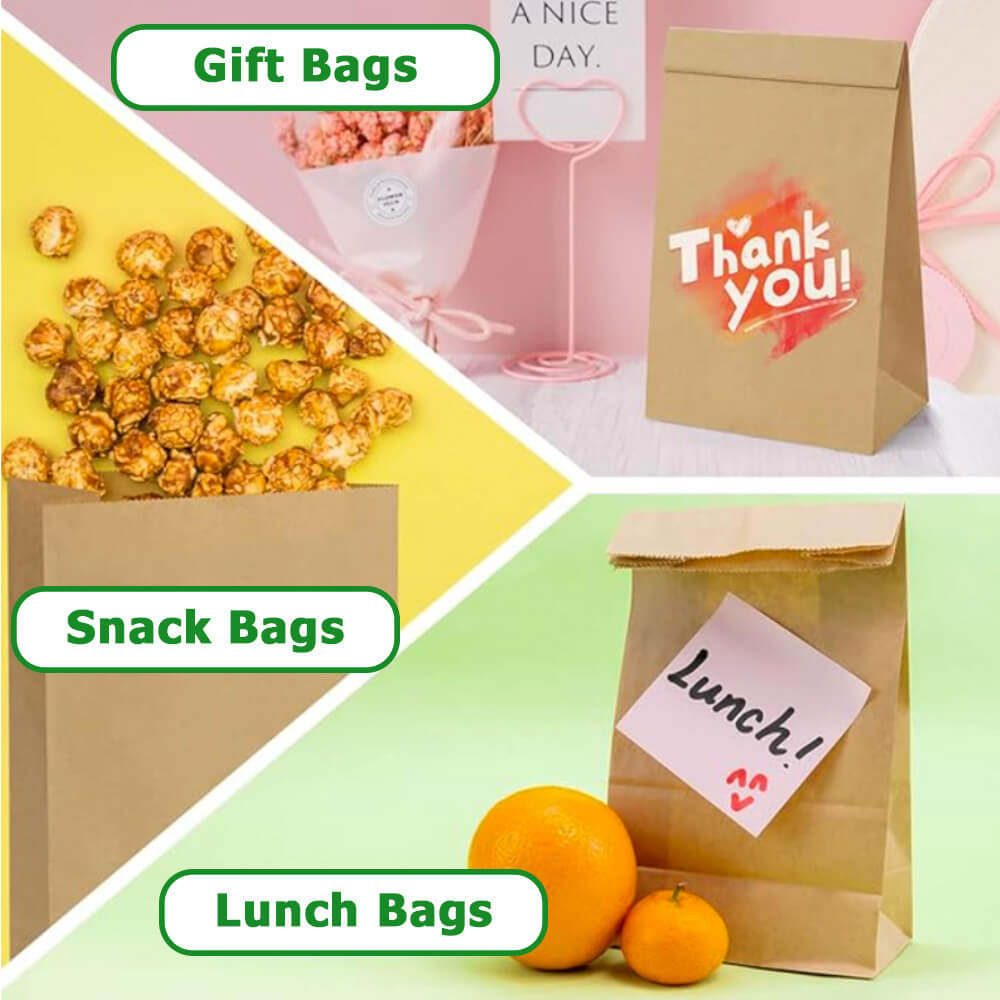 16 x 8.5 x 29.5 cm Brown Paper Lunch Bags  - Medium - 500 Pack image 3