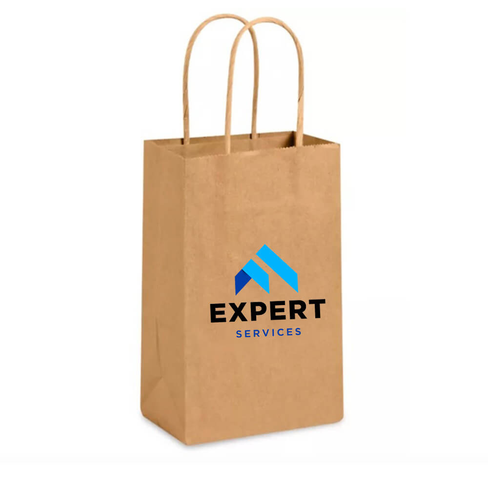 Custom Print 14 x 8 x 20 cm Small Brown Paper Bags With Twisted Handles - Ruby image 2