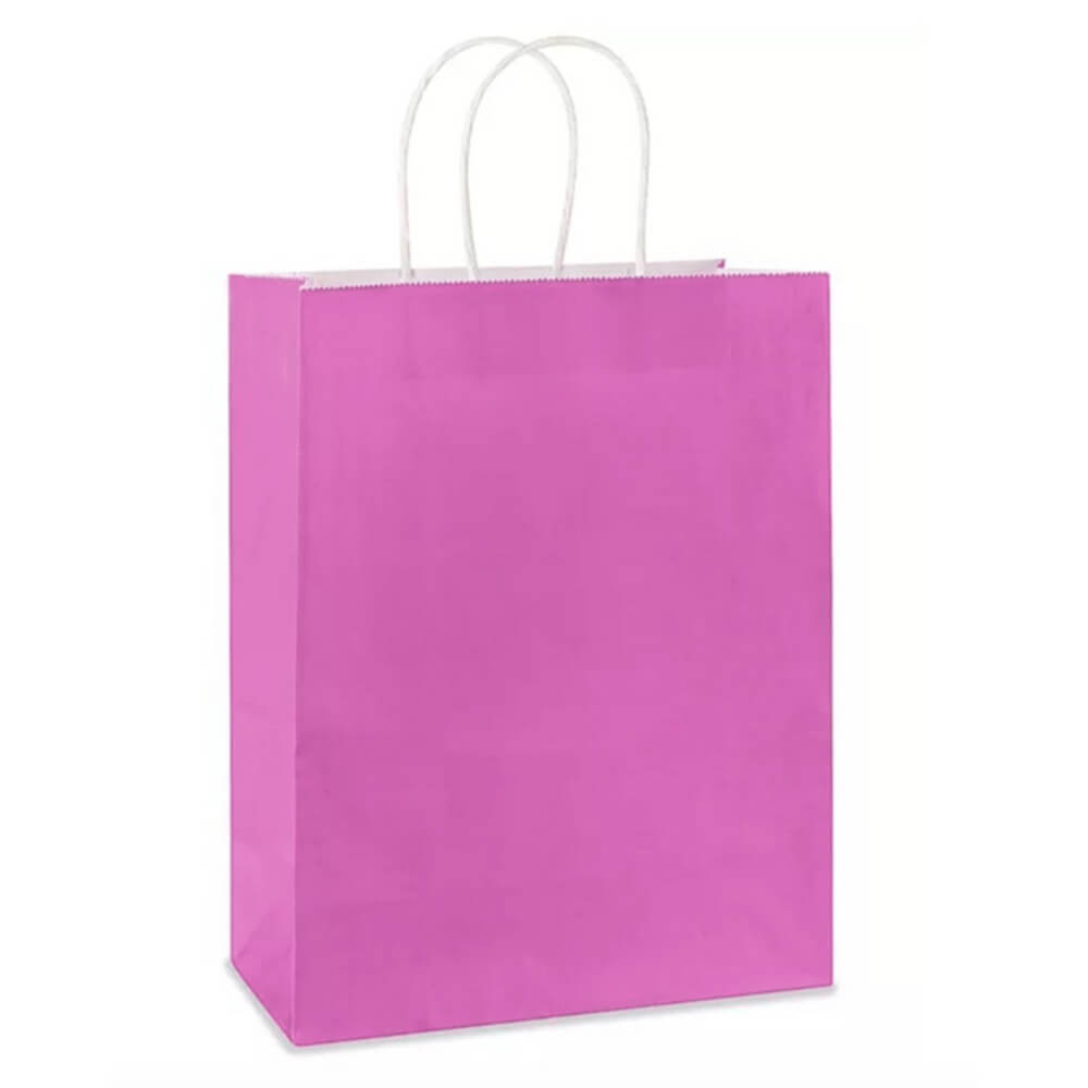 28 x 15 x 28 cm Large Fuchsia Pink Paper Bags With Twisted Handles image 0