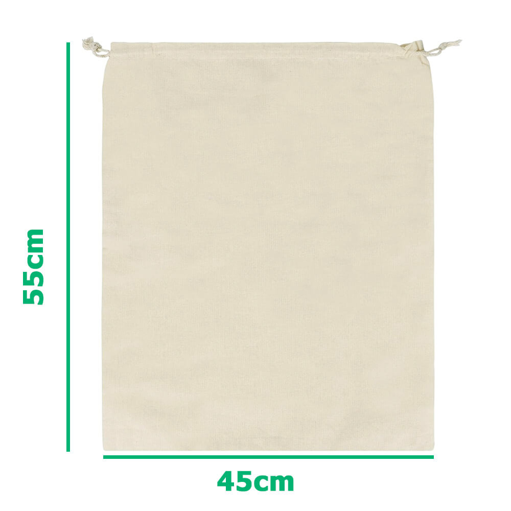 5oz Extra Large Calico Drawstring Bags - 45 x 55 cm - Natural Cotton