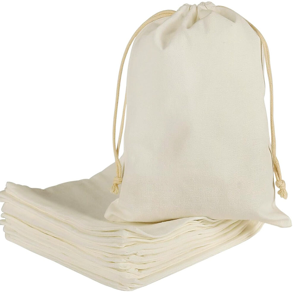 5oz Extra Large Calico Drawstring Bags - 45 x 55 cm - Natural Cotton
