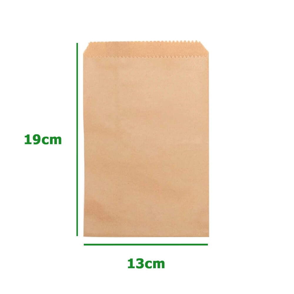 13 x 19 cm Flat Brown Paper Bags  - Small - 500 Pack image 0