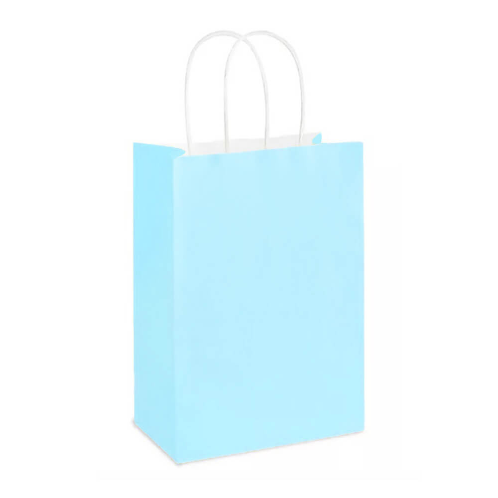 15 x 8 x 21 cm Light Blue Paper Gift Bags With Twisted Handles image 0
