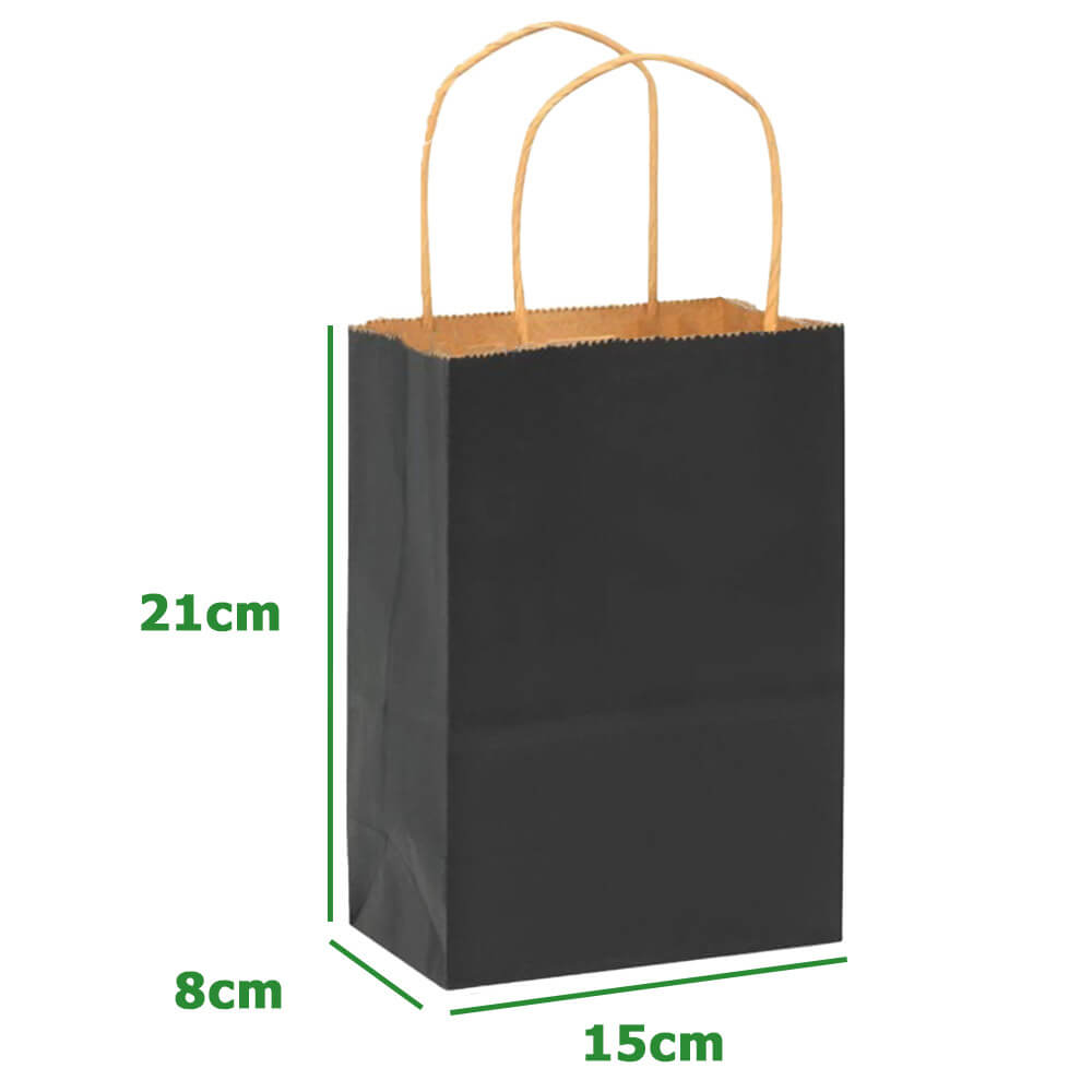 15 x 8 x 21 cm Black Kraft Paper Bag With Twisted Handles image 1