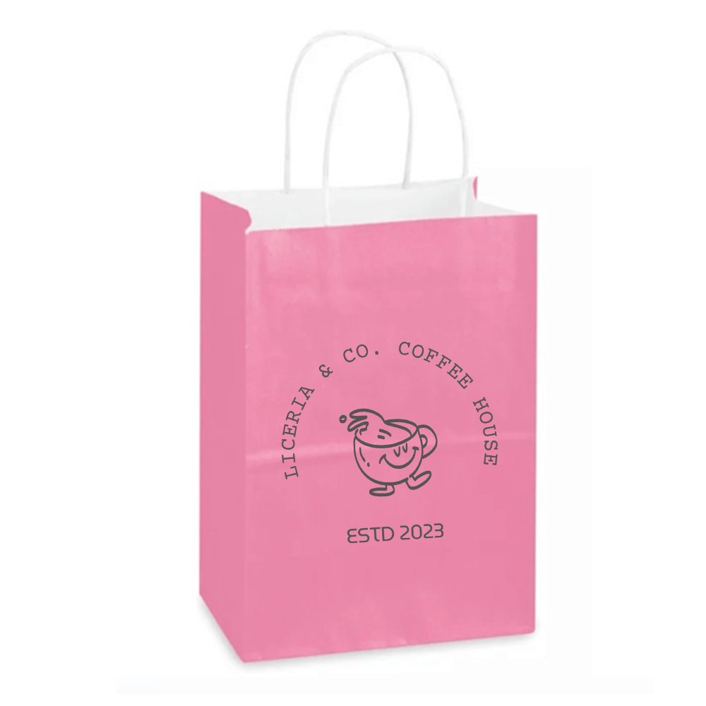 Custom Print Pink Paper Bags With Twisted Handles image 0