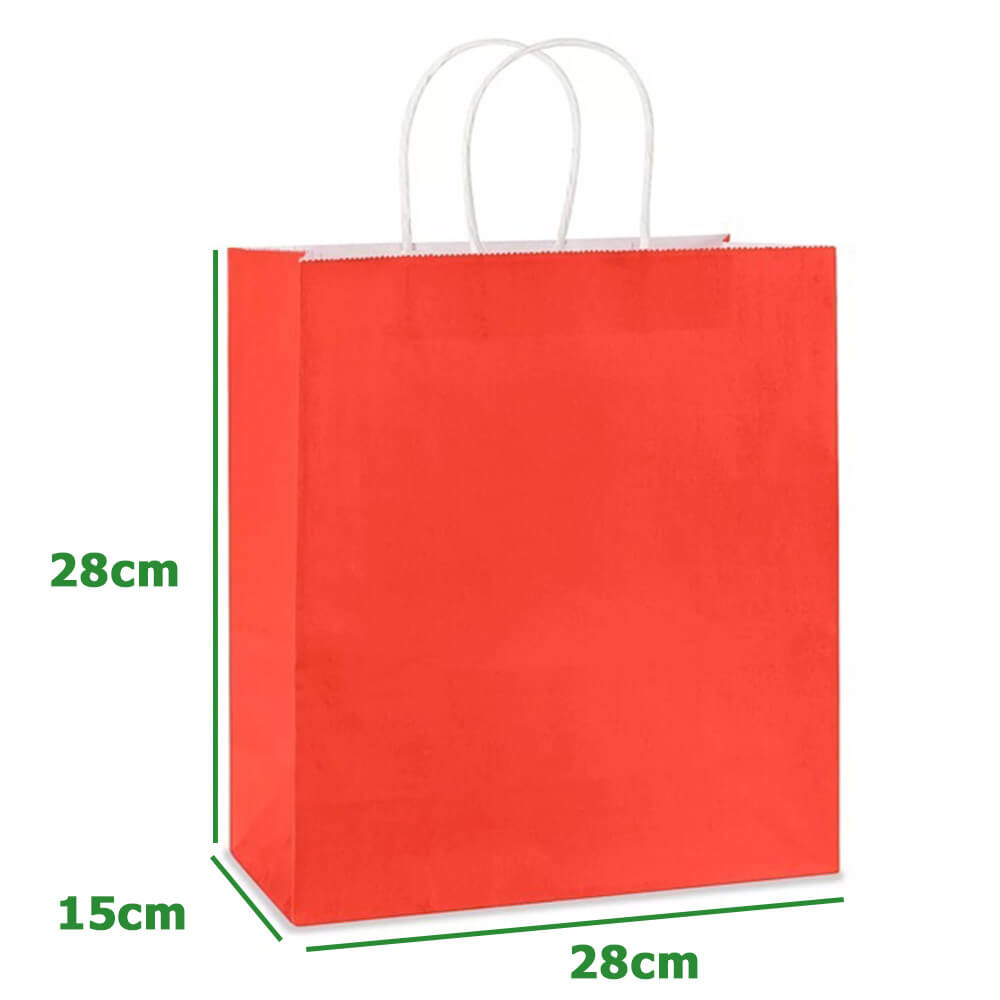 28 x 15 x 28 cm Deluxe Large Red Paper Bag With Twisted Handles image 1