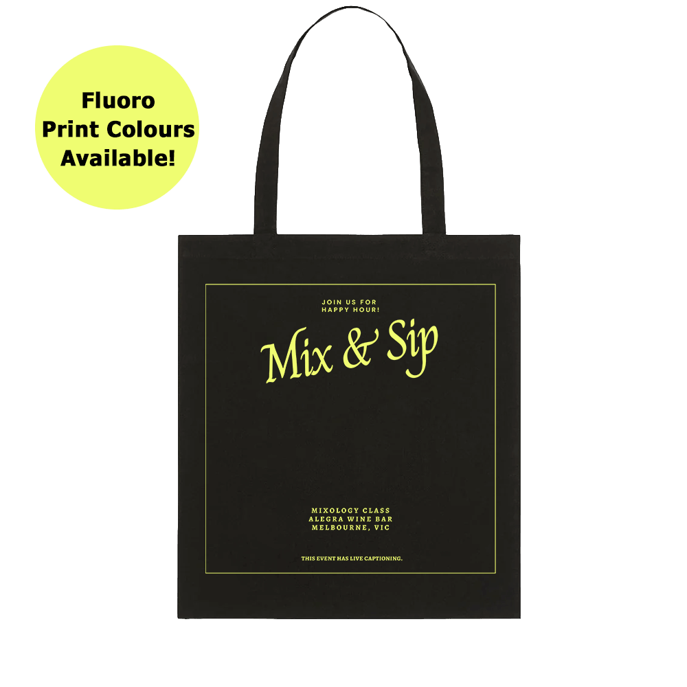 Custom Printed Premium Black Calico Tote Bags - 10oz - 38 x 41 cm